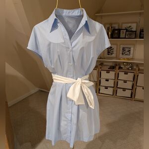 Cupshe Light Blue Collared Front Mini Dress, Size M, New With Tags